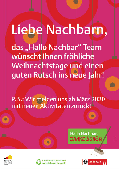 Poster „Hallo Nachbar, Danke schön“ Weihnachts und Neujahresgruß