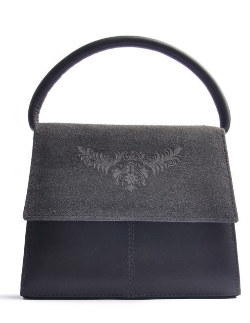 Dirndltasche "Desiree" . Trachtentasche  Leder in grau . OSTWALD Traditional Craft 