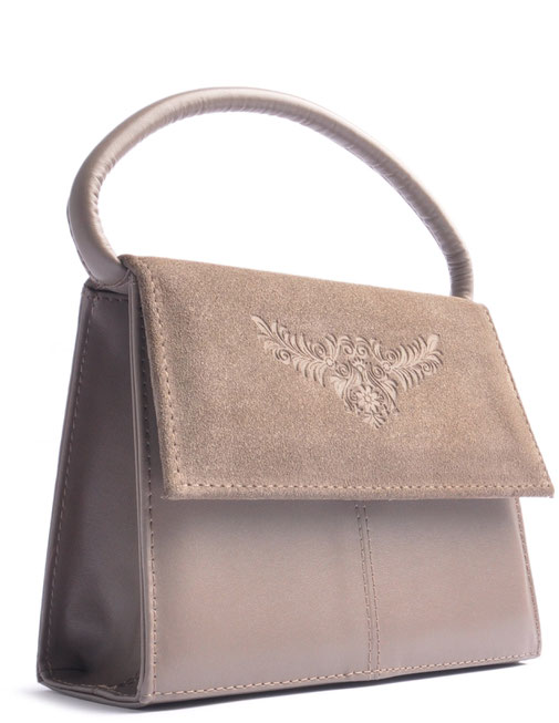 Dirndltasche "Desiree" . Trachtentasche  Leder in taupe . OSTWALD Traditional Craft 