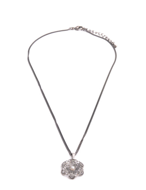 zarte Trachtenkette Collier echt versilbert mit Perle