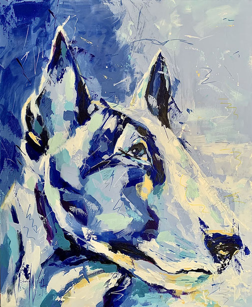 Bulli, Bullterrier, Tierporträt, Acryl