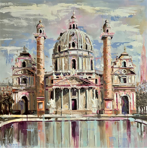 Kirche, Acrylbild, zeitgenössische Kunst, Original Gemälde