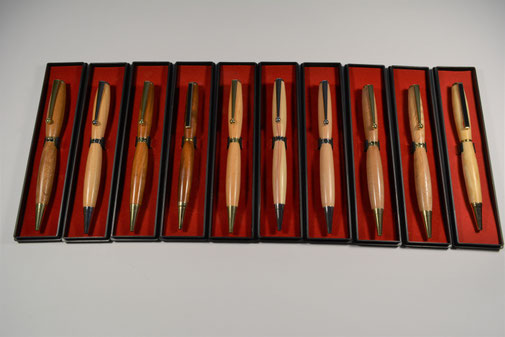 Stylos à bille rechargeable en bois massif Français plaqué or/chrome