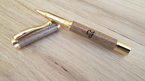 Stylos roller rechargeable en bois massif Français plaqué or/chrome