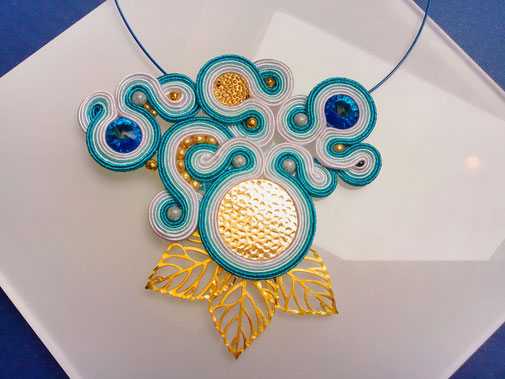 Soutache Statementkette Breath of Winter, designt by Kinari, Schmuck, Halskette, handgemacht