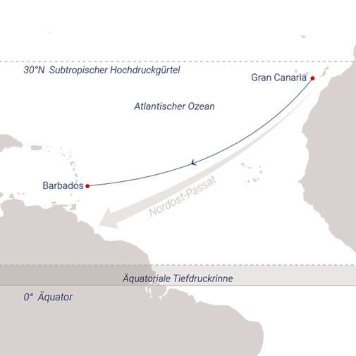 Transatlantikroute mit SEA CLOUD II
