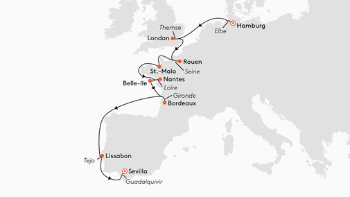 NAT2707 Reiseroute mit HANSEATIC nature
