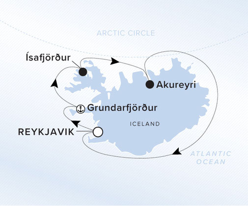 Evrima Routenkarte Rundreise Reykjavik - Ritz Carlton