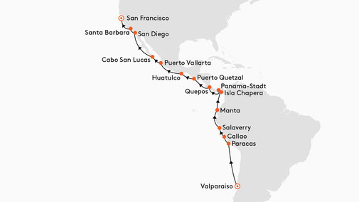 EUR2703 Reiseroute mit MS EUROPA