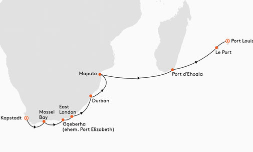 EUX2627 Reiseroute mit MS EUROPA 2