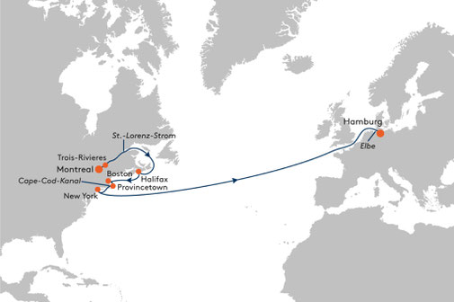 EUR2521 Reiseroute mit MS EUROPA