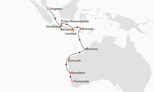 EUX2702 Reiseroute mit MS EUROPA 2
