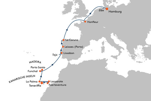 Routenplan der HANSEATIC spirit - SPI2430