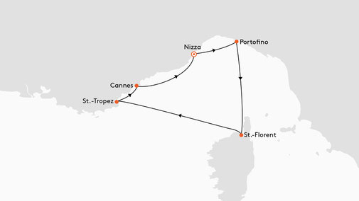 EUR2709 Reiseroute mit MS EUROPA