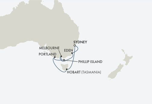 Reiseroute Seven Seas Explorer von Sydney nach Sydney