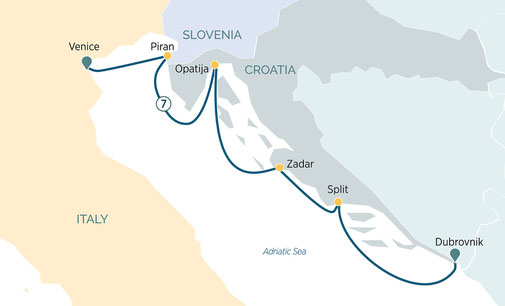Emerald Cruises - Hidden Gems of the Croatian Riviera Routenkarte