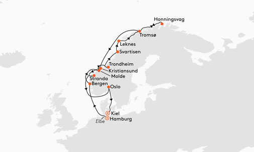 EUX2716 Reiseroute mit MS EUROPA 2