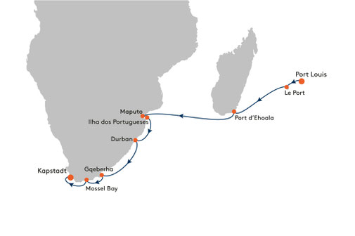 EUR2602 Reiseroute mit MS EUROPA