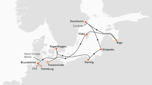 EUR2713 Reiseroute mit MS EUROPA