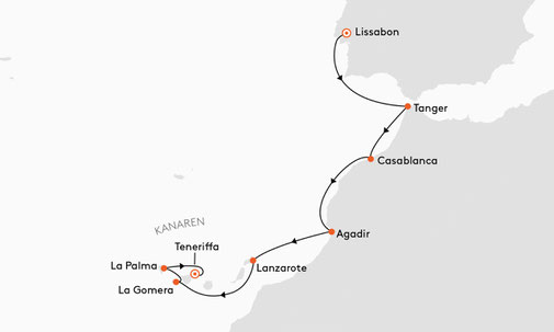 EUX2625 Reiseroute mit MS EUROPA 2
