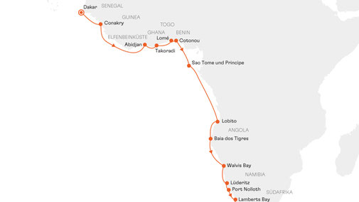 NAT2723 Reiseroute mit HANSEATIC nature