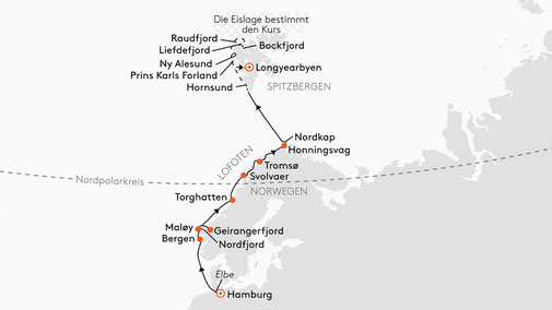 NAT2712 Reiseroute mit HANSEATIC nature