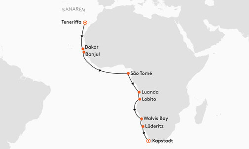 EUX2626 Reiseroute mit MS EUROPA 2