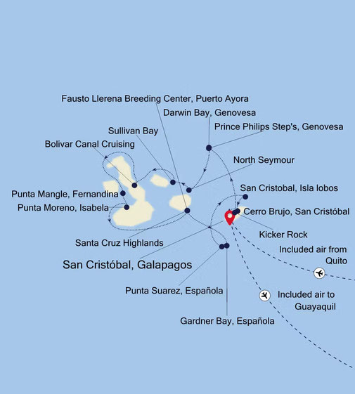 Route der Silver Origin - Galapagosinseln in 7 Tagen