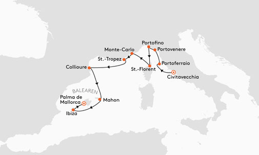 EUX2714 Reiseroute mit MS EUROPA 2