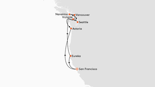 EUR2704 Reiseroute mit MS EUROPA