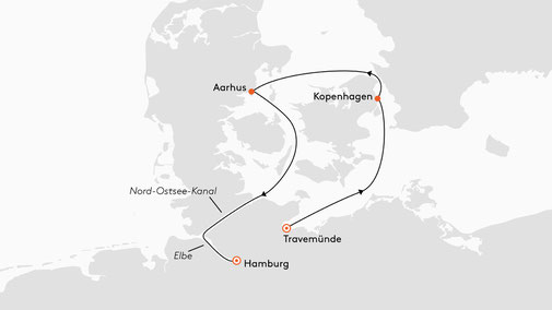 EUR2718 Reiseroute mit MS EUROPA