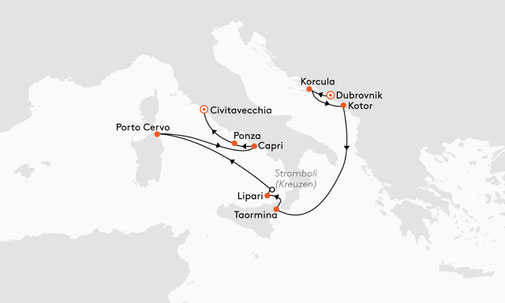 EUX2713 Reiseroute mit MS EUROPA 2
