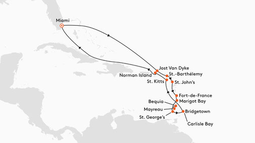 EUR2700 Reiseroute mit MS EUROPA