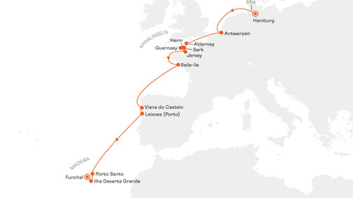 NAT2721 Reiseroute mit HANSEATIC nature