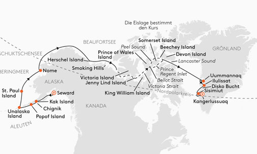 SPI2713 Reiseroute mit HANSEATIC spirit