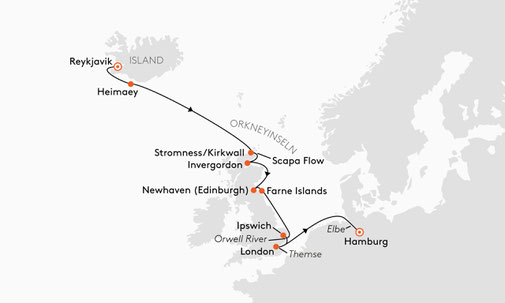 SPI2619 Reiseroute mit HANSEATIC spirit
