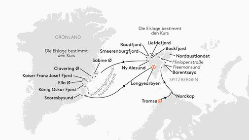 NAT2717 Reiseroute mit HANSEATIC nature