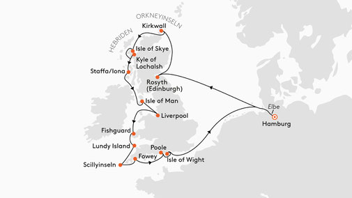 NAT2719 Reiseroute mit HANSEATIC nature