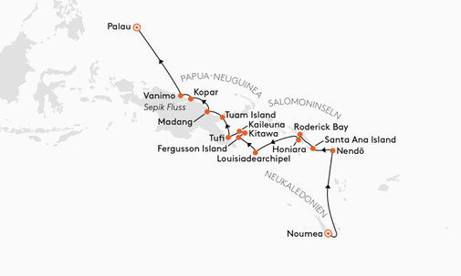 SPI2706 Reiseroute mit HANSEATIC spirit