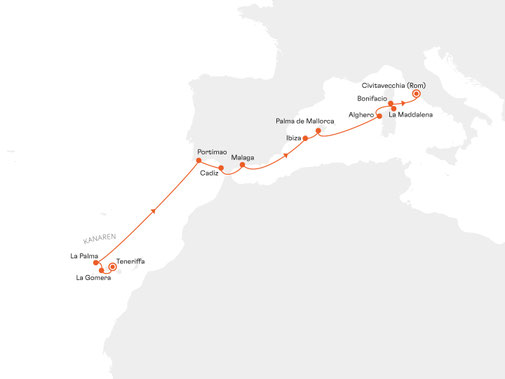 EUX2762 Reiseroute mit MS EUROPA 2