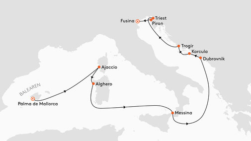 EUR2621 Reiseroute mit MS EUROPA