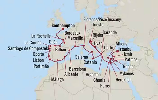 Reiseroute London nach Istanbul