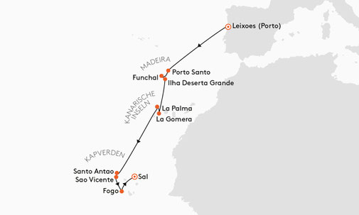 SPI2621 Reiseroute mit HANSEATIC spirit