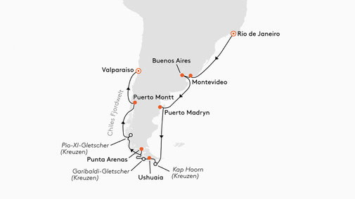 EUR2702 Reiseroute mit MS EUROPA