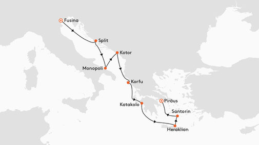EUR2622 Reiseroute mit MS EUROPA