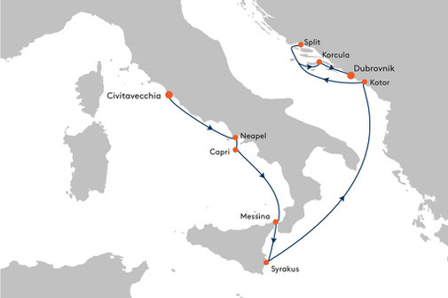 EUX2619 Reiseroute mit MS EUROPA 2