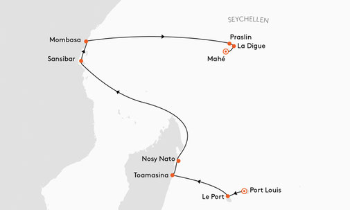 EUX2628 Reiseroute mit MS EUROPA 2