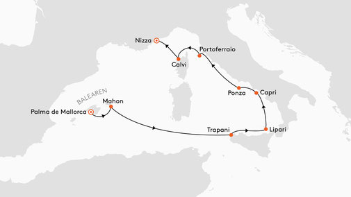 EUR2708 Reiseroute mit MS EUROPA