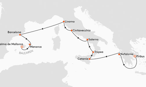 EUX2623 Reiseroute mit MS EUROPA 2