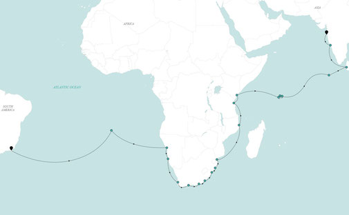 Reiseroute Crystal Cruises - Grand Journey Afrika I